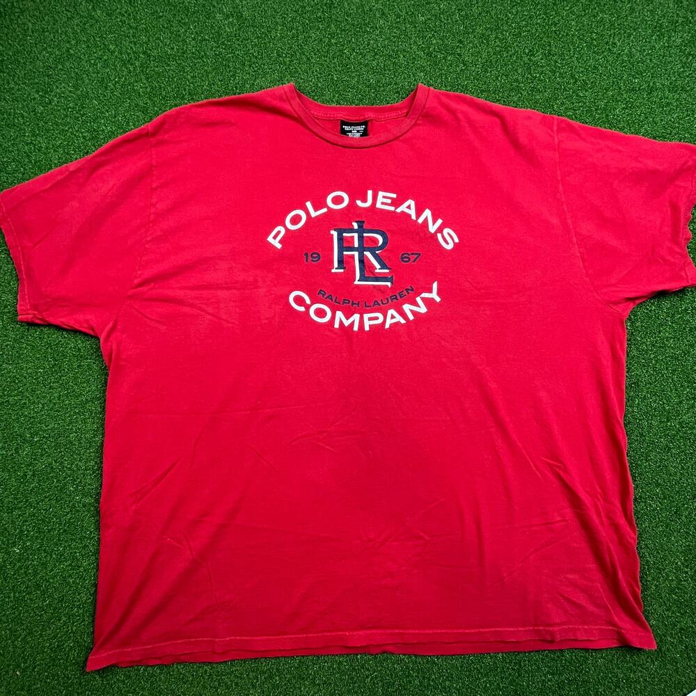 Vintage Polo Ralph Lauren Jeans Company Red Short Sleeve Graphic T-Shirt Sz 5XL